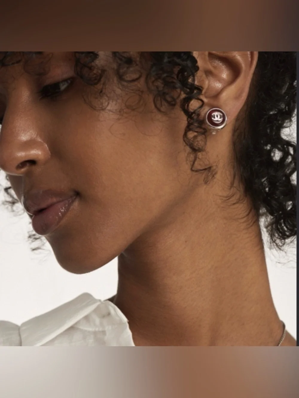 Chanel Silver and Red Gripoix Clip Earrings